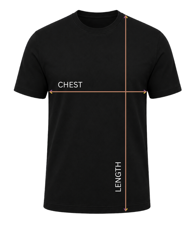 T-shirt chest and length measurement guide