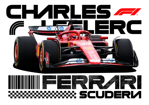 Charles Leclerc Ferrari Front View - White