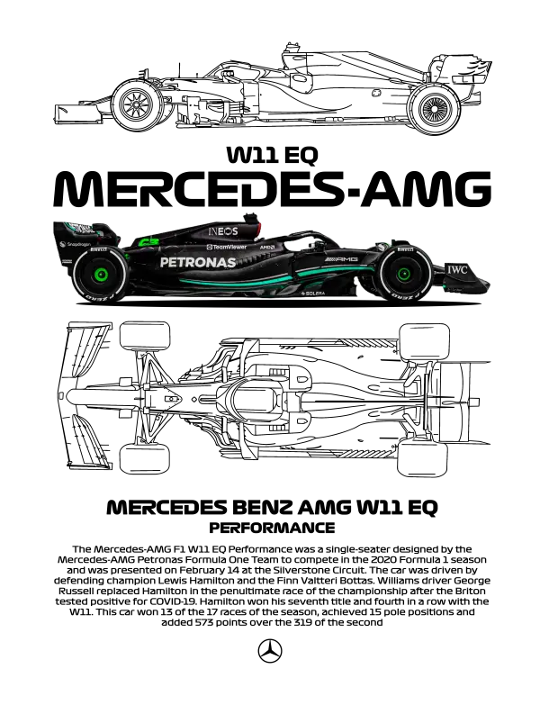 Mercedes W11 Blueprint - White