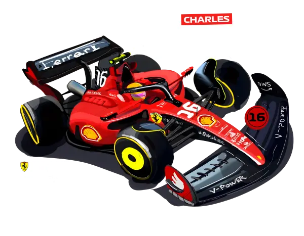 Charles Leclerc Illustrated Racer - Black