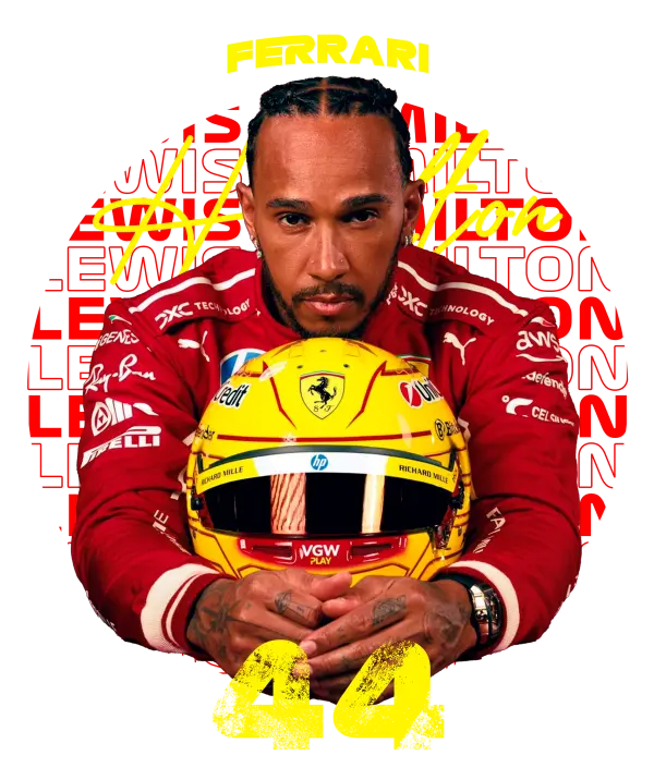 Lewis Hamilton Ferrari Helmet Portrait - Black