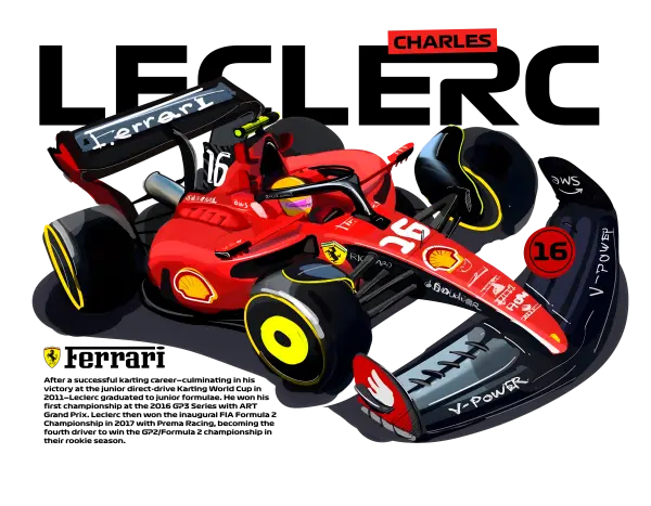Charles Leclerc Illustrated Racer - White